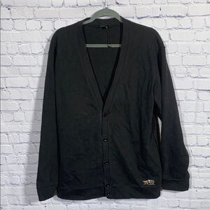 Zara Men V-Neck Thick Button Down Cardigan Black M Preppy Old Money Equestrion